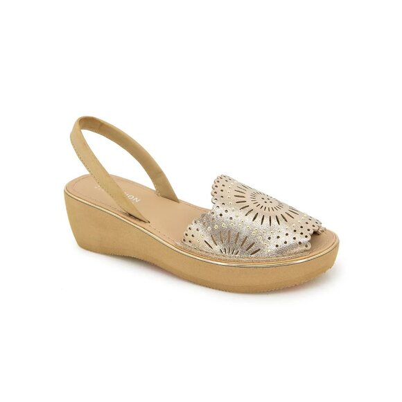 Kenneth Cole Reaction Womens Fine Glass Wedge Sandals Gold 9 MSRP $69 - Picture 1 of 5